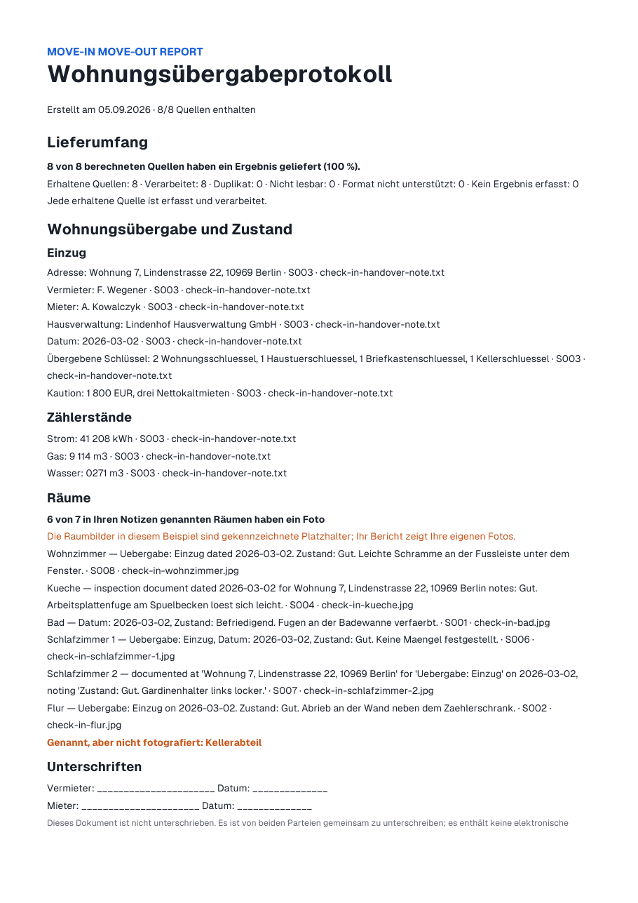 Erste Seite des Beispielberichts
