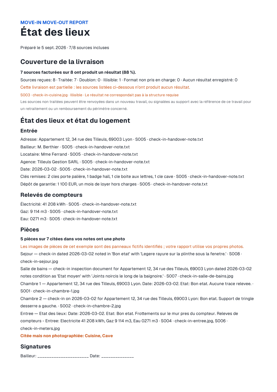 Première page du rapport d’exemple